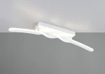 Lampa sufitowa Ginko 1xLED/18W w kolorze białym, z falującym kształtem. Zainstalowana na prostokątnej, białej podstawie. Ujęcie z dołu, ukazujące unikalny design i minimalistyczny styl. Tło szare, podkreślające produkt.
