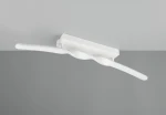 Lampa sufitowa Ginko w kolorze białym, o opływowym kształcie, z jedną diodą LED o mocy 18W. Zamontowana na prostokątnej podstawie, widoczna z boku, na jednolitym szarym tle.