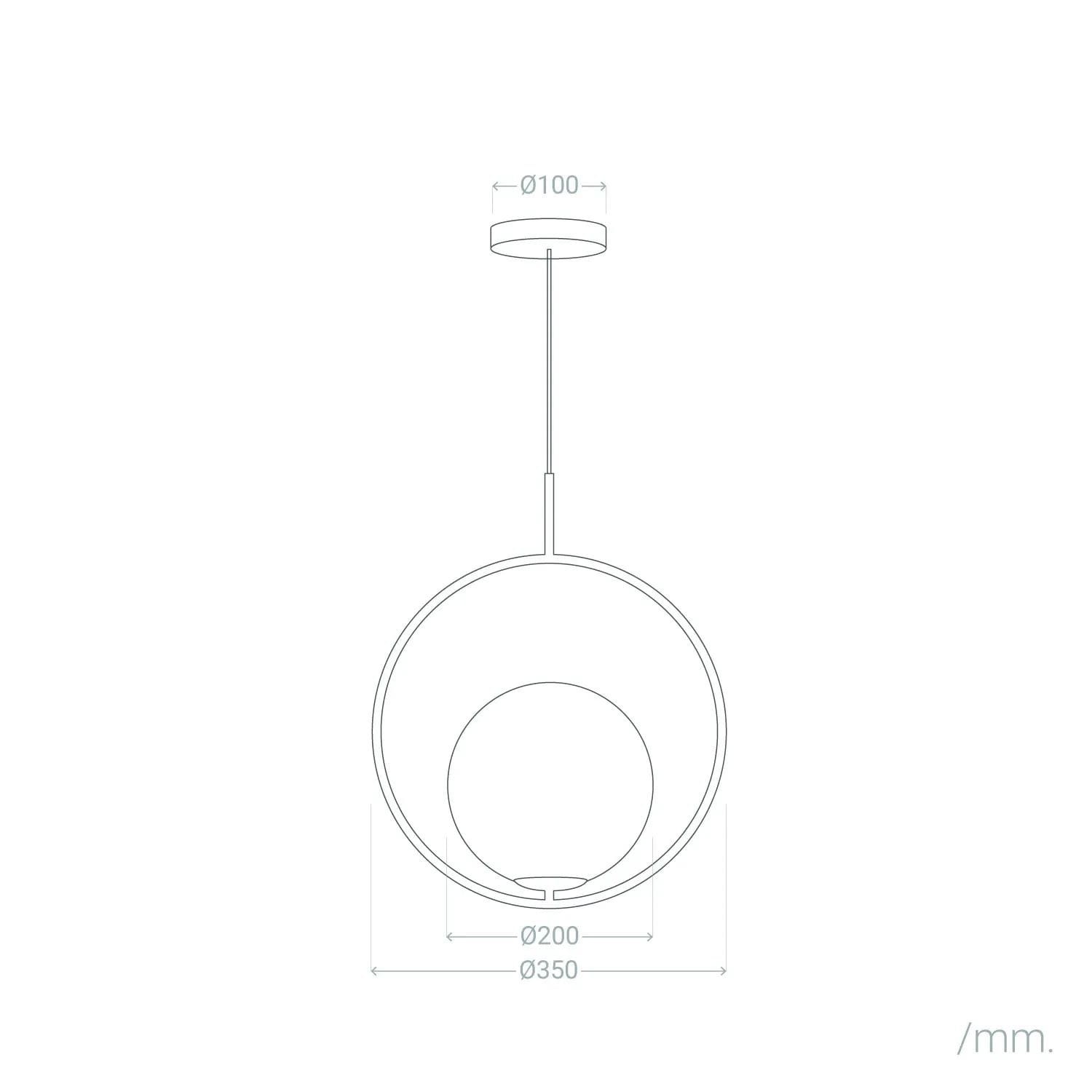 Lampa wisząca Rossi-Milano 1xE27 w złotym kolorze. Okrągła konstrukcja z przezroczystym kloszem, zawieszona na cienkim przewodzie. Wymiary: średnica klosza 35 cm, średnica podsufitki 10 cm. Stonowany design, idealna do nowoczesnych wnętrz.