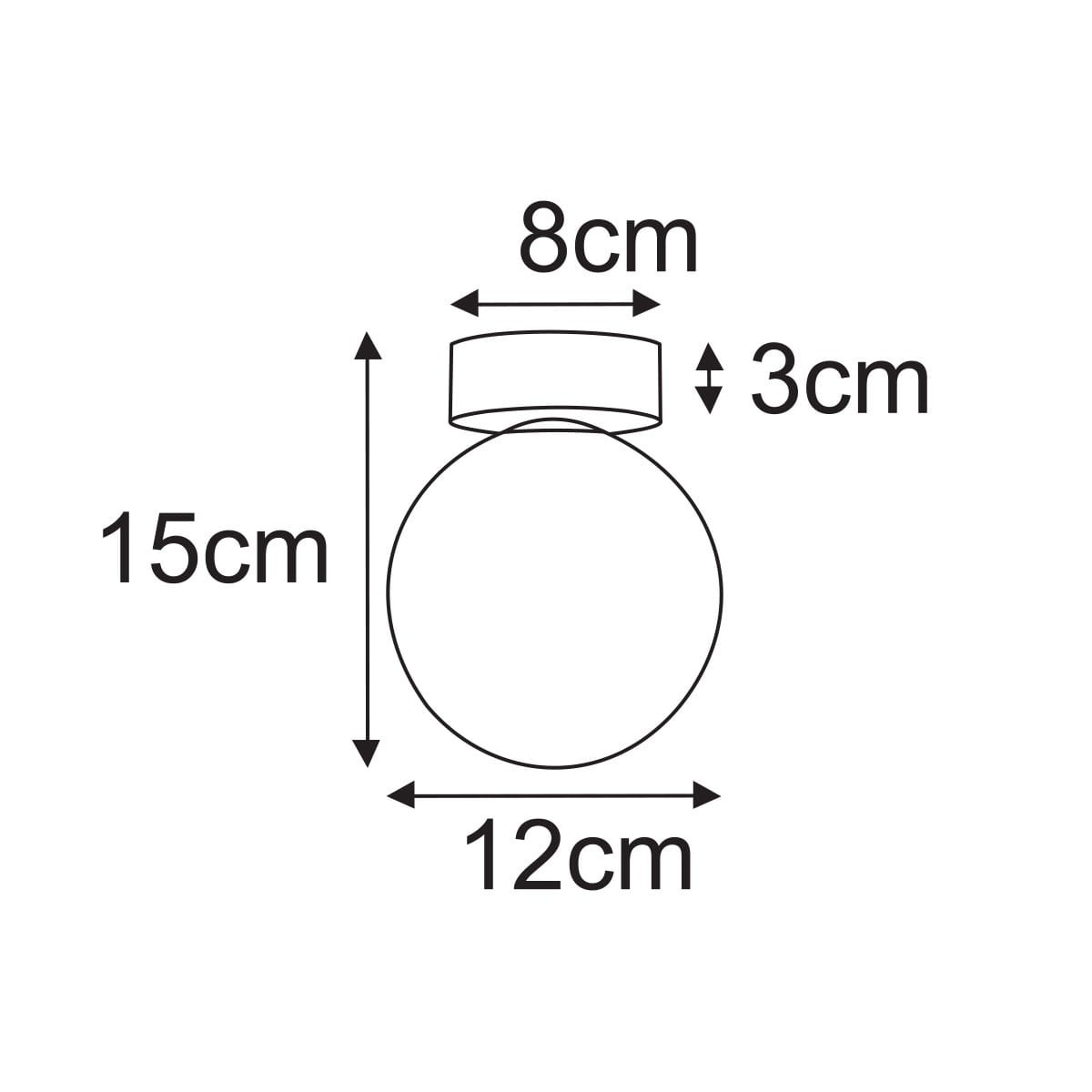 Lampa sufitowa Aura z oprawą czarną i transparentnym kloszem. Wymiary: wysokość 15 cm, średnica 12 cm, szerokość mocowania 8 cm, grubość 3 cm. Prosty design, idealna do nowoczesnych wnętrz.