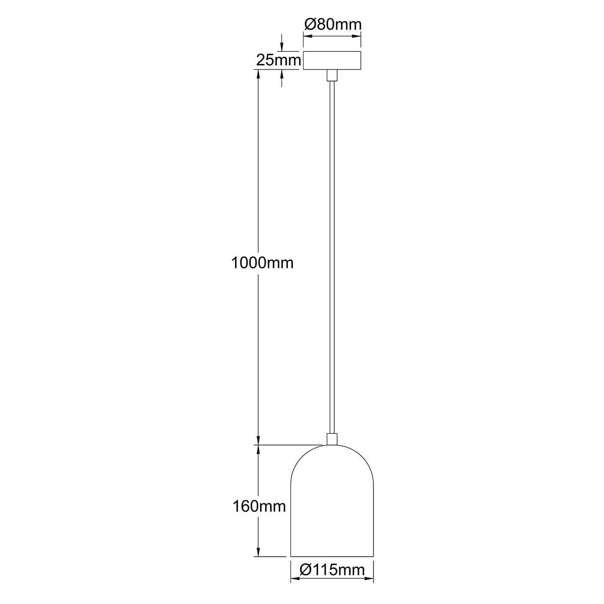 Lampa wisząca Nilo 1xGU10 w kolorze złotym. Okrągła, metalowa czasza o średnicy 115 mm i wysokości 160 mm, zawieszona na długim przewodzie o długości 1000 mm. Kwadratowy sufitowy uchwyt o wymiarach 80 mm x 25 mm. Prosty, nowoczesny design.