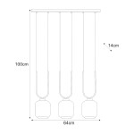 Boni lampa wisząca 3xE27 w kolorze czarnym i grafitowym, z trzema okrągłymi kloszami, zawieszona na długich kablach, o wysokości 100 cm i szerokości 64 cm. Minimalistyczny design, idealna do nowoczesnych wnętrz.