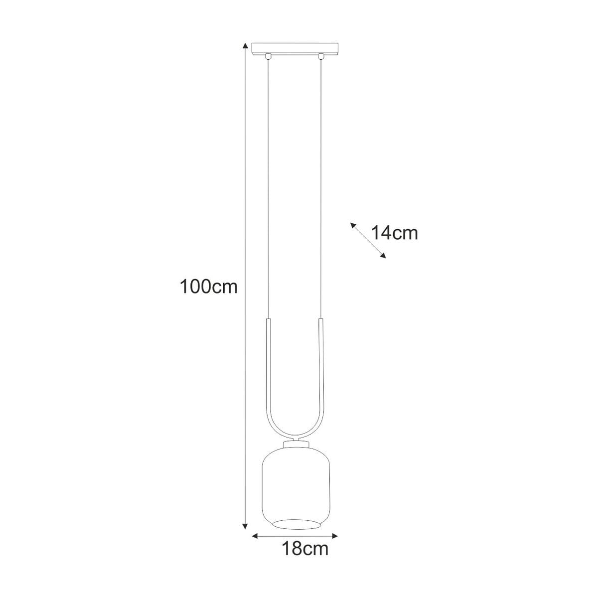Lampa wisząca Coni K-5580 z jednym gniazdem E27, w kolorze czarnym z bursztynowym kloszem. Posiada prostą, minimalistyczną konstrukcję o wysokości 100 cm i średnicy 18 cm, zawieszona na dwóch cienkich linkach.