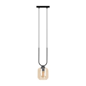 Coni lampa wisząca 1xE27 czarna/bursztynowy K-5580