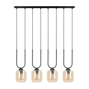 Coni lampa wisząca 4xE27 czarna/bursztynowy K-5582