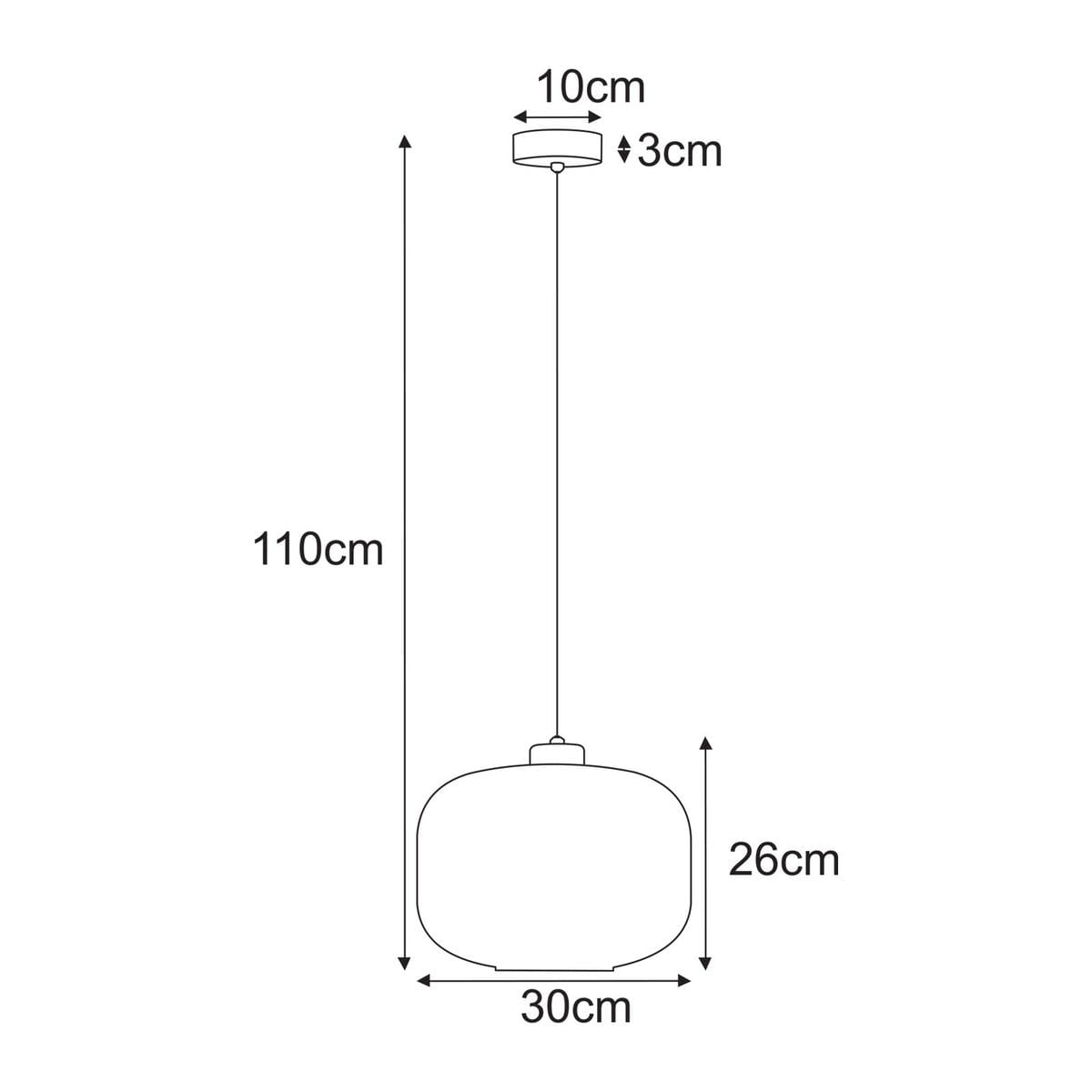 Lampa wisząca Campo D30 w kolorze czarnym i grafitowym. Okrągła, o wymiarach 30 cm średnicy i 26 cm wysokości, zawieszona na kablu o długości 110 cm. Posiada miejsce na żarówkę E27. Prosty, nowoczesny design, idealna do różnych wnętrz.