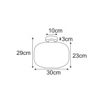 Lampa sufitowa Campo D30 w kolorze czarnym i grafitowym, z miejscem na żarówkę E27. Owalny kształt, średnica 30 cm, wysokość 29 cm. Wysokość mocowania 3 cm, widoczna podstawa o średnicy 10 cm.