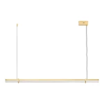 Lampa wisząca Lovely 120, LED 11W, 3000K, w kolorze złotym. Posiada prostokątną konstrukcję z przezroczystym kloszem i złotymi detalami. Ujęcie z boku, wisi na cienkim przewodzie, z widocznym zasilaczem. Idealna do nowoczesnych wnętrz.