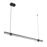 Lampa wisząca Lovely 120 w kolorze czarnym, LED 11W, 3000K. Posiada prostokątną, smukłą konstrukcję, zawieszona na czarnym przewodzie. Wykończona metalem z elementami przezroczystymi, montowana sufitowo. Idealna do nowoczesnych wnętrz.