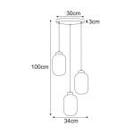 Lampa wisząca Silva z trzema kloszami E27 w kolorze czarnym i grafitowym. Klosze mają owalny kształt, wymiary: 30 cm średnicy, 100 cm długości zawieszenia. Montaż sufitowy, minimalistyczny design, idealna do nowoczesnych wnętrz.