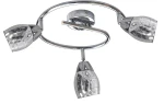 Lampa sufitowa Milton 3-punktowa w chromowanej obudowie. Posiada trzy ruchome klosze o cylindrycznym kształcie z przezroczystego szkła z delikatnym wzorem. Ułożona w formie spiralnej, montowana na suficie.