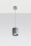 Lampa wisząca Orbis 1-punktowa w kolorze szarym, cylindryczny klosz z matowego metalu, zawieszona na cienkim przewodzie. Widoczna okrągła podstawa montażowa. Idealna do nowoczesnych wnętrz.