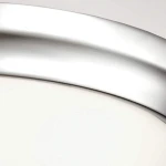 Plafon Parkman 2xE27 w polerowanym niklu, z zaokrągloną krawędzią. Widoczna gładka powierzchnia metalowa, podkreślająca nowoczesny design. Oświetlenie montowane sufitowo, w bliskim ujęciu detalu.