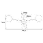 Lampa sufitowa Casoli w kolorze beżowym z transparentnymi kulami, z trzema źródłami światła G9. Ułożona w poziomie, z centralnym elementem oraz trzema ramionami, każda z kulą o średnicy 10 cm. Wymiary: 64 cm szerokości, 19 cm wysokości.