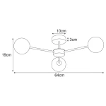 Lampa sufitowa Greta z trzema oprawami G9 w kolorze czarnym i grafitowym. Wymiary: 64 cm szerokości, 19 cm wysokości, 3 cm średnicy podstawy. Kuliste klosze na metalowych ramionach, umieszczona centralnie.