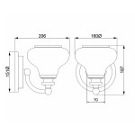 Kinkiet Ainsley IP44 w kolorze złotym mosiądzu, przeznaczony do montażu na ścianie. Okrągła oprawa o średnicy 160 mm, wysokości 187 mm i głębokości 70 mm. Wymiary montażowe: 206 mm szerokości, 151 mm wysokości. Idealny do łazienek.