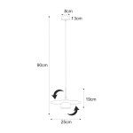 Lampa wisząca Burgas D25 w kolorze czarnym i złotym, z jedną oprawą GX53. Okrągła podstawa o średnicy 25 cm, wysokość 19 cm, zawieszona na przewodzie o długości 90 cm. Wymiary podstawy: 8 cm x 3 cm.