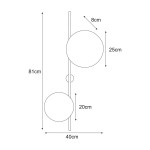 Kinkiet Talar 2xG9 w kolorze beżowym, o wysokości 81 cm i szerokości 40 cm. Posiada dwie okrągłe oprawy o średnicy 25 cm i 20 cm, umieszczone na pionowym stelażu. Zewnętrzne wymiary to 8 cm głębokości.