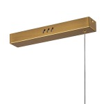 Lampa wisząca LED Longin, moc 15W, temperatura barwowa 3000K. Złota obudowa o prostokątnym kształcie, zawieszona na cienkim drucie. Widoczne otwory wentylacyjne na górnej krawędzi. Idealna do nowoczesnych wnętrz.