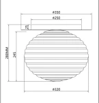 Lampa sufitowa Reels 1xE27 w kolorze czarnym, o okrągłym, teksturowanym kształcie. Wymiary: średnica 320 mm, wysokość 280 mm. Widok frontalny, z detalami wymiarów, bez dodatkowych akcesoriów.