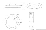 Plafon Condus IP44 w kolorze chromowanym, okrągły, o średnicy 318 mm i wysokości 76 mm. Zmieszczony w pozycji poziomej, z widocznymi otworami montażowymi. Idealny do oświetlenia wnętrz w wilgotnych pomieszczeniach.