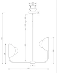 Lampa wisząca Tropic 6xG9 w kolorze mosiądzu, z dwoma okrągłymi kloszami. Produkt w pozycji wiszącej, z prostą konstrukcją. Wymiary: wysokość 852 mm, szerokość 657 mm, odległość między kloszami 540 mm. Idealna do nowoczesnych wnętrz.