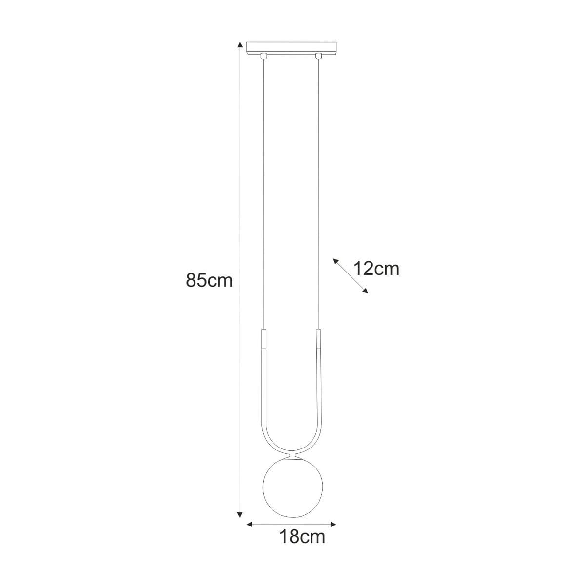 Lampa wisząca Enzo 1xG9 w kolorze czarnym i białym. Prosty, minimalistyczny design z okrągłym kloszem o średnicy 18 cm. Wysokość 85 cm, mocowanie sufitowe o wymiarach 12 cm. Idealna do nowoczesnych wnętrz.