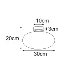 Lampa sufitowa Peso w kolorze czarnym i białym, o wymiarach 30 cm średnicy i 20 cm wysokości. Posiada gniazdo E27 oraz prosty, okrągły kształt. Widoczny detal mocowania o średnicy 3 cm.