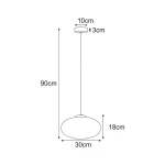 Lampa wisząca Arco 1xE27 w kolorze czarnym i grafitowym, o średnicy 30 cm i wysokości 18 cm, zawieszona na cienkim przewodzie o długości 90 cm. Klasyczny, minimalistyczny kształt, idealna do nowoczesnych wnętrz.