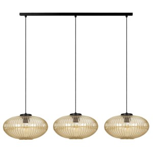Drop lampa wisząca 3xE27 czarna/bursztynowy K-5675