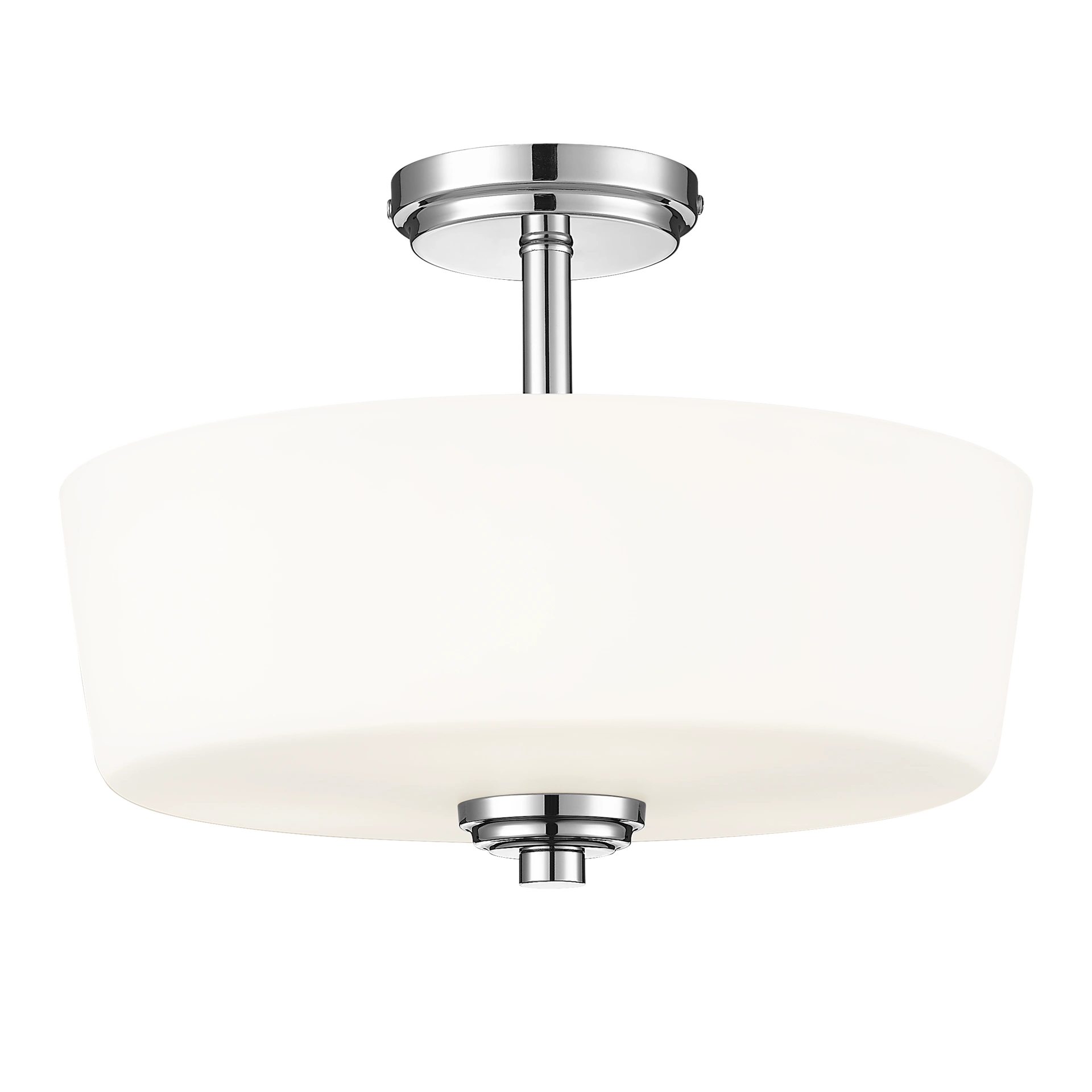 Lampa sufitowa Aspen 3xE27 w kolorze chromu i białym, o okrągłym, matowym kloszu. Montowana na stropie, z metalowym mocowaniem. Klosz o gładkiej powierzchni, zapewniający równomierne rozproszenie światła.