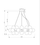 Lampa wisząca Dallas z 25 źródłami G9 w kolorze czarnym i przydymionym, o wymiarach 690 mm średnicy i 1354 mm wysokości. Posiada okrągły klosz i nowoczesny design, zawieszona na trzech kablach.