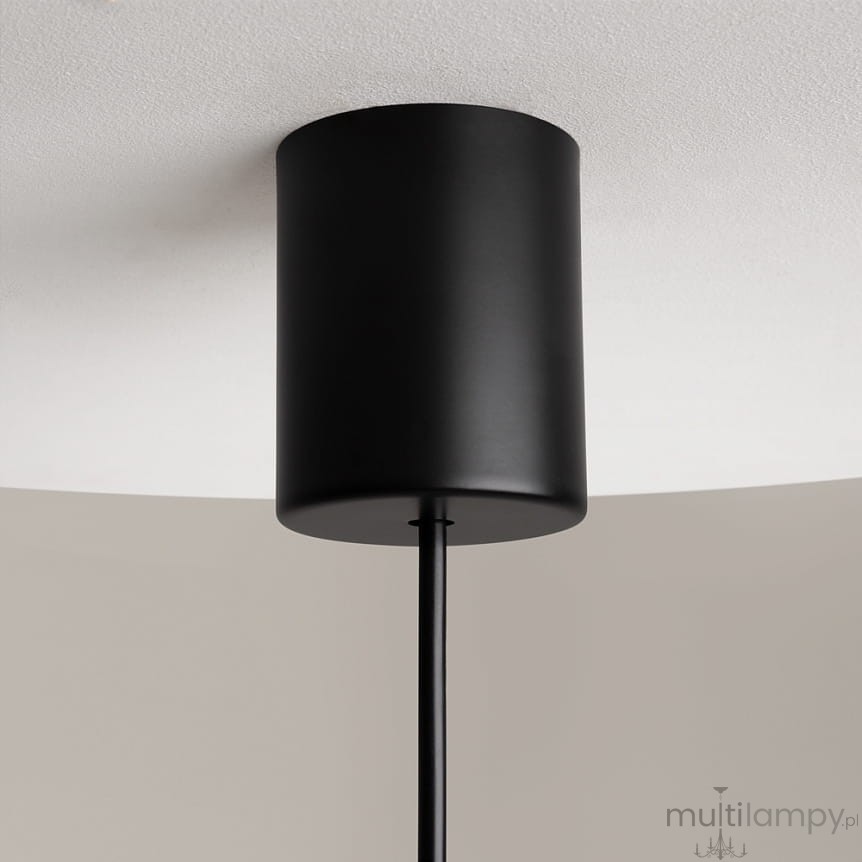 Czarna lampa wisząca LED The Sixth Sense o mocy 7W i barwie światła 3000K. Widok z dołu na cylindryczny klosz mocowany do sufitu, z długim przewodem. Prosty, nowoczesny design, idealny do różnych wnętrz.