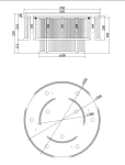 Lampa sufitowa Frame z miejscem na 9 żarówek E14, w złotym kolorze. Owalny kształt, średnica 390 mm, wysokość 330 mm. Ułożenie montażowe z widocznymi detalami na powierzchni, w tym rowki i otwory na źródła światła.