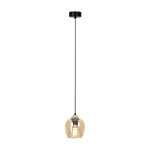 Tula lampa wisząca 1xE27 czarna/bursztynowy K-5605