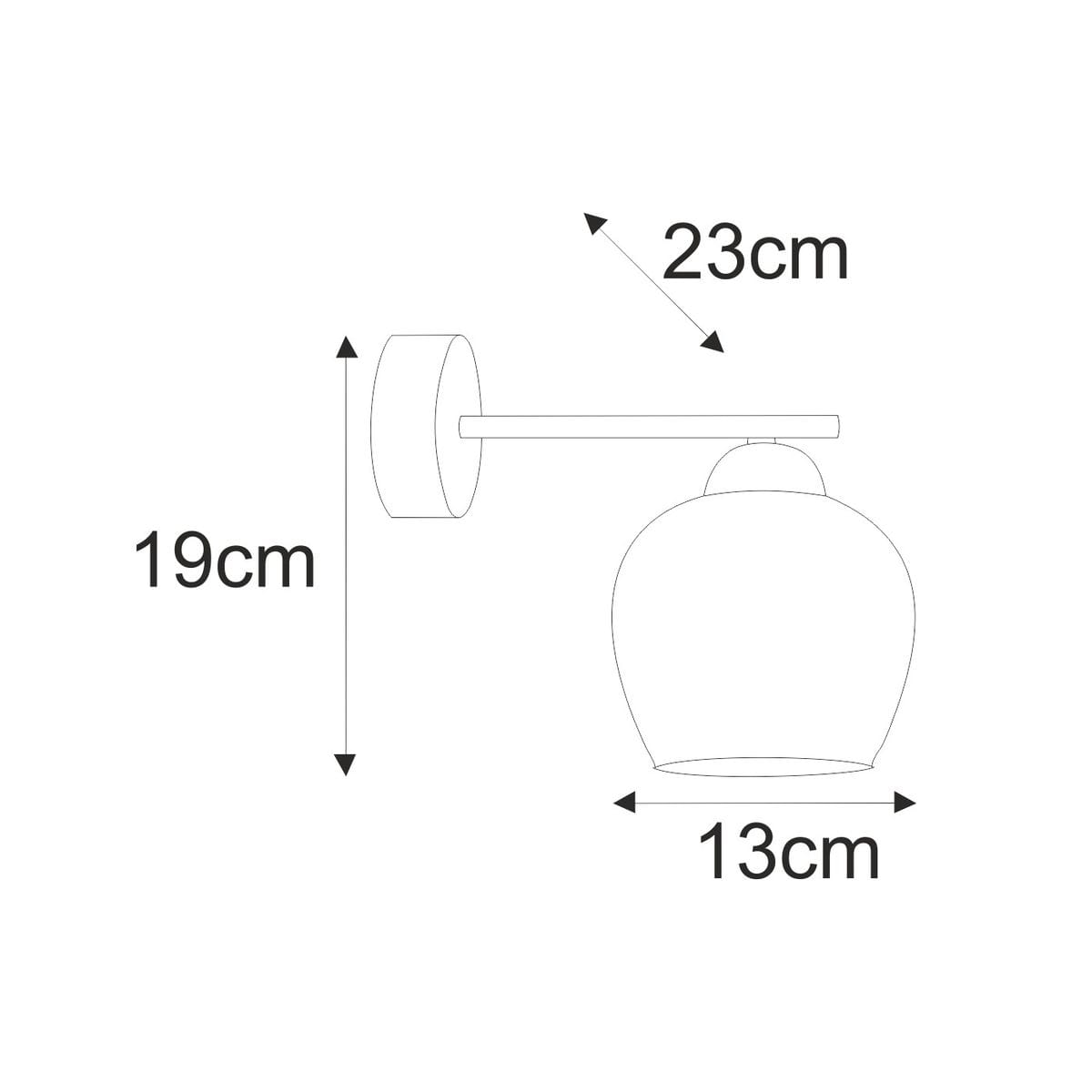 Kinkiet Tula 1xE27 w kolorze czarnym z bursztynowym kloszem. Wymiary: wysokość 23 cm, szerokość 13 cm, głębokość 19 cm. Prosta konstrukcja z metalowym mocowaniem, idealny do nowoczesnych wnętrz.