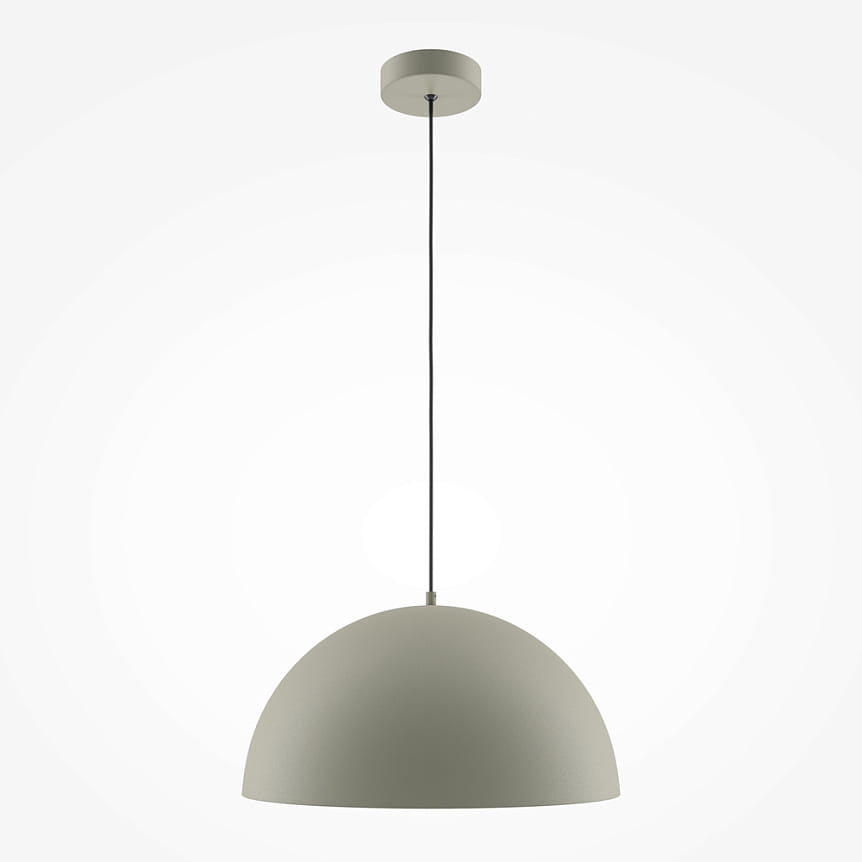 Lampa wisząca Basic Color w kolorze szarym z miejscem na żarówkę E27. Posiada prostą, półkulistą czaszę oraz metalowy sufitowy uchwyt. Zawieszona na cienkim, czarnym przewodzie, idealna do nowoczesnych wnętrz.