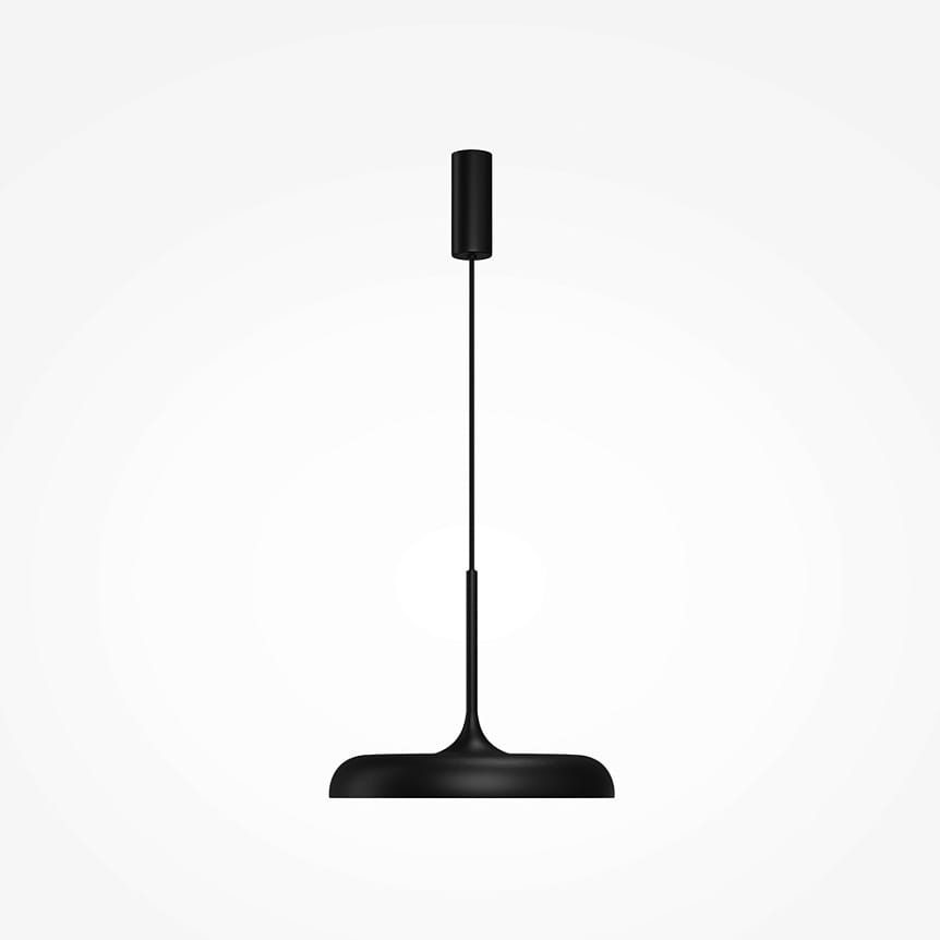 Lampa wisząca LED Gerhard, moc 26W, barwa światła 3000K, w kolorze czarnym. Posiada okrągły klosz oraz cienki przewód, zawieszona w pionie na prostym stelażu. Prosty design, idealna do nowoczesnych wnętrz.