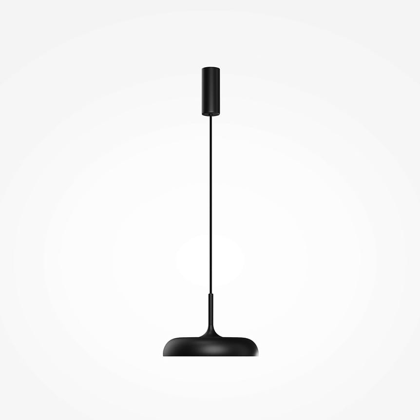 Lampa wisząca LED Gerhard, moc 19W, barwa światła 3000K, w kolorze czarnym. Prosty, cylindryczny uchwyt oraz okrągła podstawa. Zawieszona na cienkim przewodzie, na jasnym tle. Idealna do nowoczesnych wnętrz.