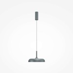 Lampa wisząca LED Gerhard o mocy 19W, barwie 3000K, w kolorze szarym. Posiada okrągły klosz z gładką powierzchnią oraz cienki, prosty kabel zawieszający. Ujęcie frontalne, na białym tle, podkreślające minimalistyczny design.