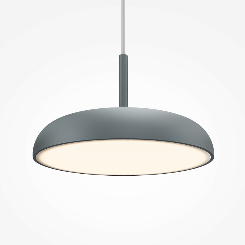 Lampa wisząca LED Gerhard w kolorze szarym, o okrągłym kształcie. Wyposażona w biały, matowy klosz oraz metalowy stelaż. Wisi na cienkim, białym przewodzie. Temperatura barwowa 3000K, moc 19W. Idealna do nowoczesnych wnętrz.