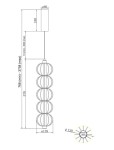 Lampa wisząca LED Golden Cage, złota, o mocy 17W i temperaturze barwowej 3000K. Układ składający się z czterech okrągłych elementów, zawieszona na regulowanym przewodzie. Średnica 139 mm, wysokość 768-3758 mm.