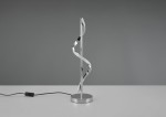 Isabel LED lampa stołowa 1-punktowa, chromowana, z elegancką spiralną podstawą. Ujęcie z boku, stojąca na stole, z kablem z włącznikiem. Minimalistyczny design w nowoczesnym stylu, idealna do biura lub salonu.