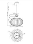 Lampa wisząca Levitation 1xG9 w mosiężnym kolorze, o zaokrąglonym kształcie. Wymiary: średnica 345 mm, wysokość 440-830 mm. Posiada ażurową konstrukcję z poziomymi szczelinami oraz okrągły uchwyt montażowy.