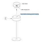 Lampa stołowa LED AI Collaboration MOD229TL-L3B3K2 w kolorze czarnym, z dotykowym włącznikiem, funkcją ściemniania i portem USB do ładowania. Prosta, minimalistyczna konstrukcja z okrągłą podstawą i smukłym stelażem.