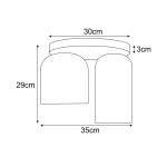 Lampa sufitowa Inga z dwoma oprawami E27 w kolorze czarnym i grafitowym. Okrągła podsufitka o średnicy 30 cm, wysokość 3 cm. Dwa klosze o wymiarach 29 cm i 35 cm, umieszczone obok siebie, idealna do nowoczesnych wnętrz.