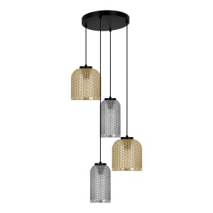 Inga lampa wisząca 4xE27 czarna/multikolor K-5637