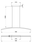 Lampa wisząca Curve LED o mocy 15W w kolorze mosiądzu. Wymiary: wysokość 3000 mm, szerokość 980 mm, średnica 310 mm. Prosty, nowoczesny design z delikatnym kształtem. Ujęcie frontalne, pokazujące szczegóły konstrukcji.