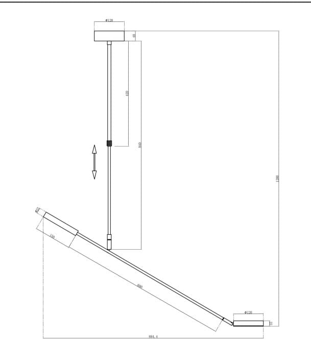 Lampa wisząca LED o mocy 8W i barwie światła 3000K w kolorze czarnym. Prezentuje prostą, nowoczesną konstrukcję z regulowanym zawieszeniem. Widoczny kształt oprawy oraz detale montażowe.