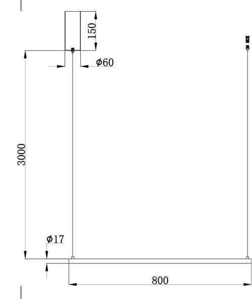 Lampa wisząca LED Halo 80 o mocy 10W w kolorze czarnym. Wymiary: wysokość 3000 mm, średnica zawieszenia 60 mm, długość 800 mm, średnica podstawy 17 mm. Prosty, minimalistyczny design, idealna do nowoczesnych wnętrz.